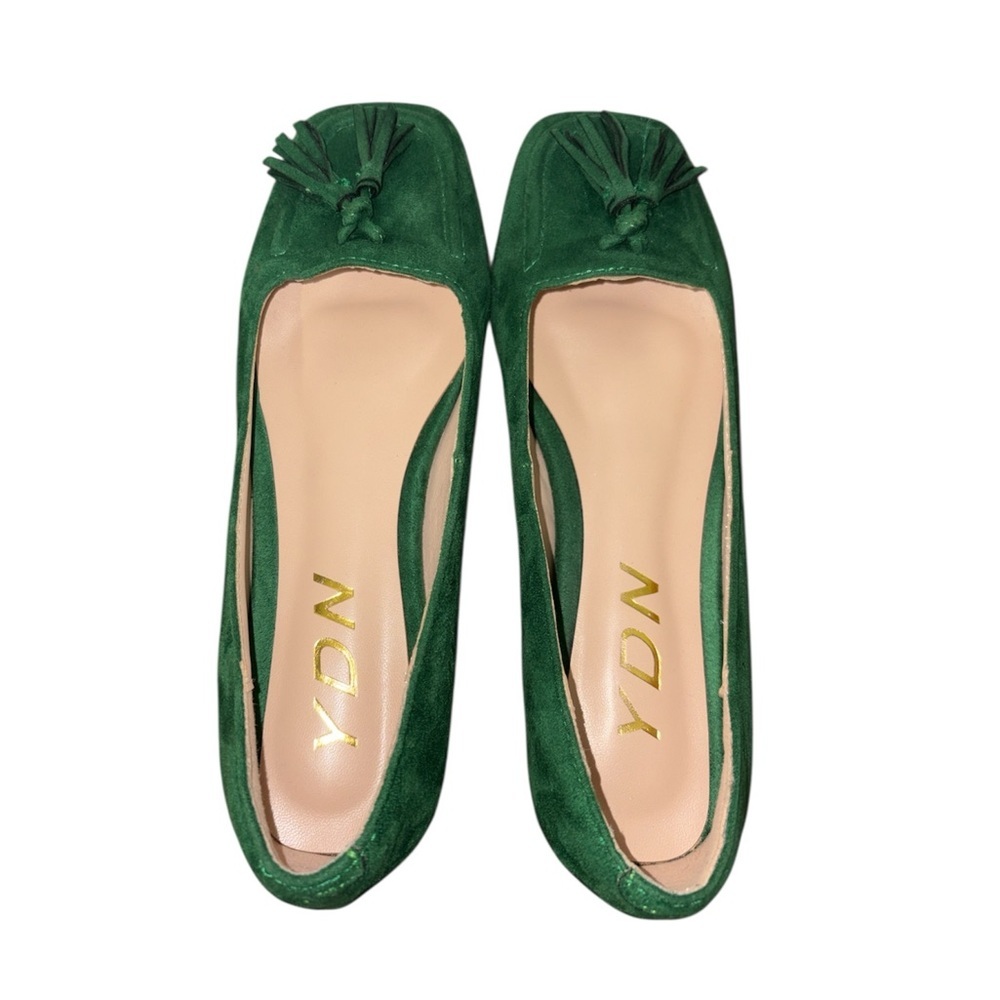 YDN Green Tassel Fringed Square Toe Loafer Pumps Low Block Heel Women’s Size 6 - Picture 5 of 9